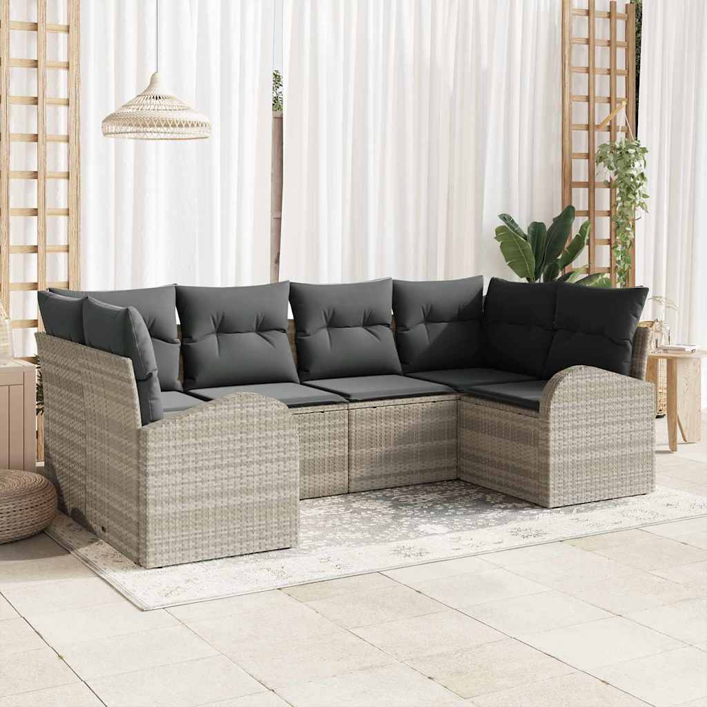 Havesofa Sæt Med Pude 6 Dele Poly Rattan