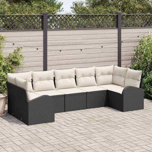 Havesofa Sæt Med Pude 7 Dele Poly Rattan - Hovedbillede