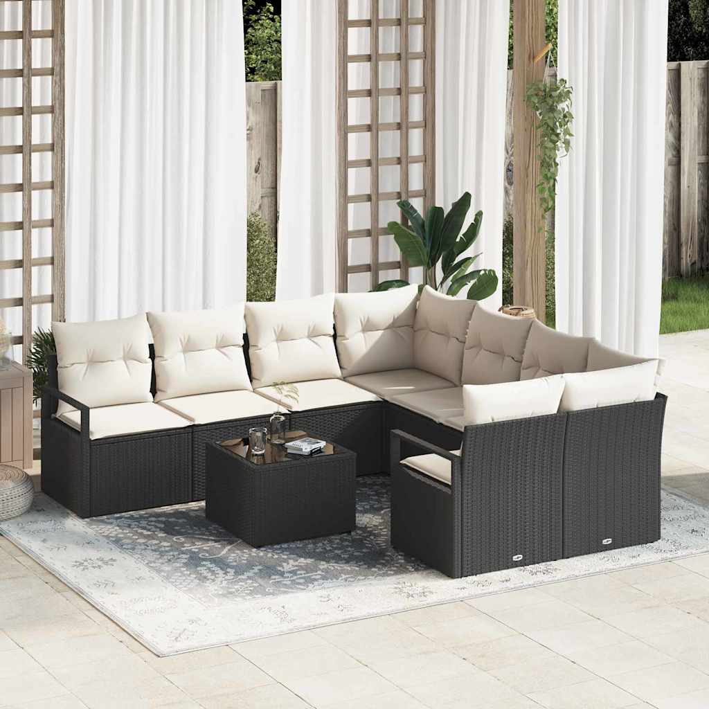 Sofa Sæt Med Pude 9 Dele Polyrattan - Hovedbillede