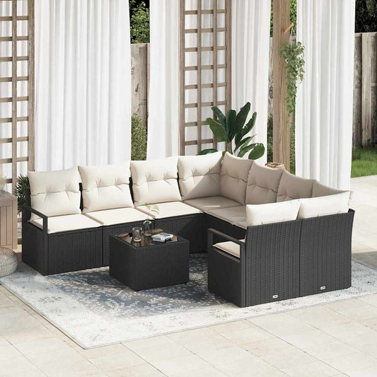 Sofa Sæt Med Pude 9 Dele Polyrattan - Hovedbillede