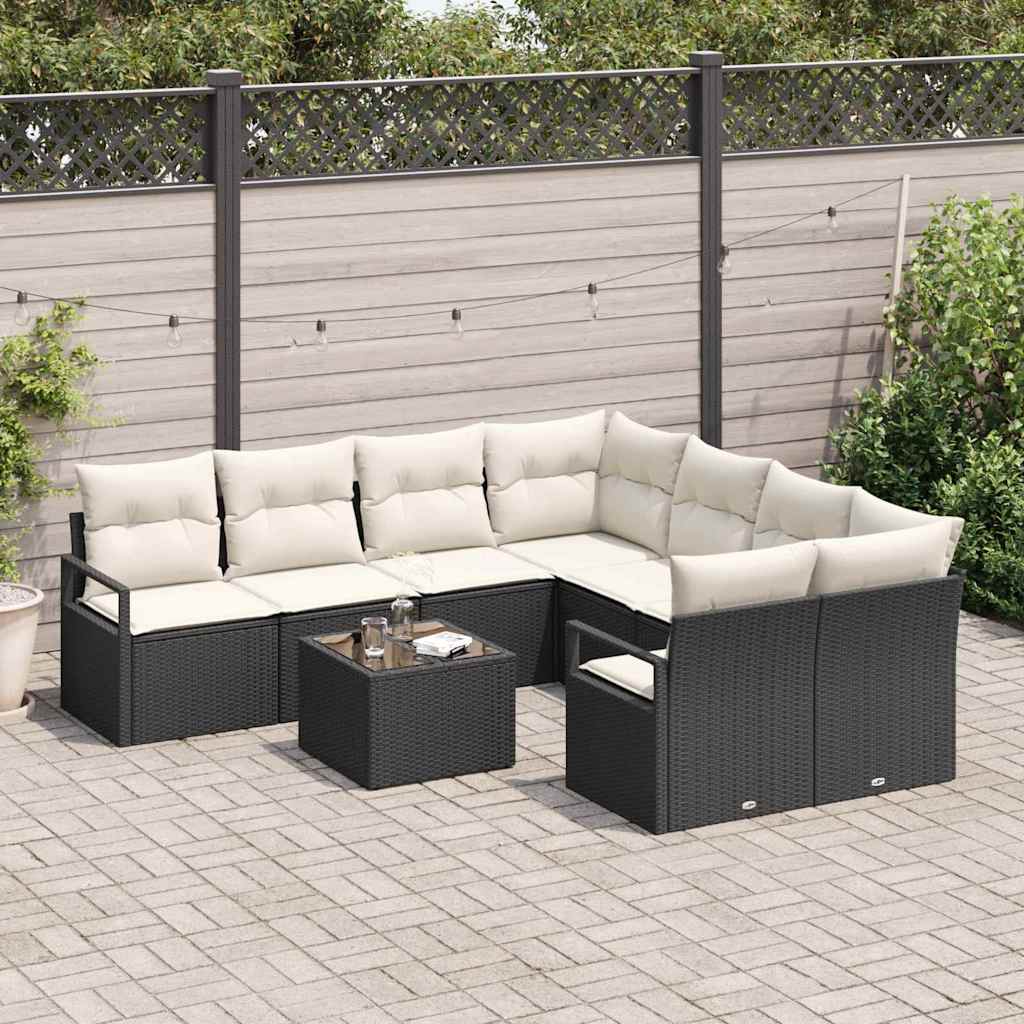 Sofa Sæt Med Pude 9 Dele Polyrattan - Billede 3