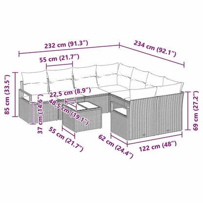 Sofa Sæt Med Pude 9 Dele Polyrattan - Billede 9