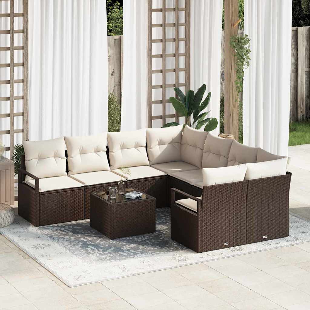 Sofa Sæt Med Pude 9 Dele Polyrattan
