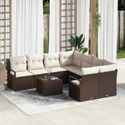 Sofa Sæt Med Pude 9 Dele Polyrattan
