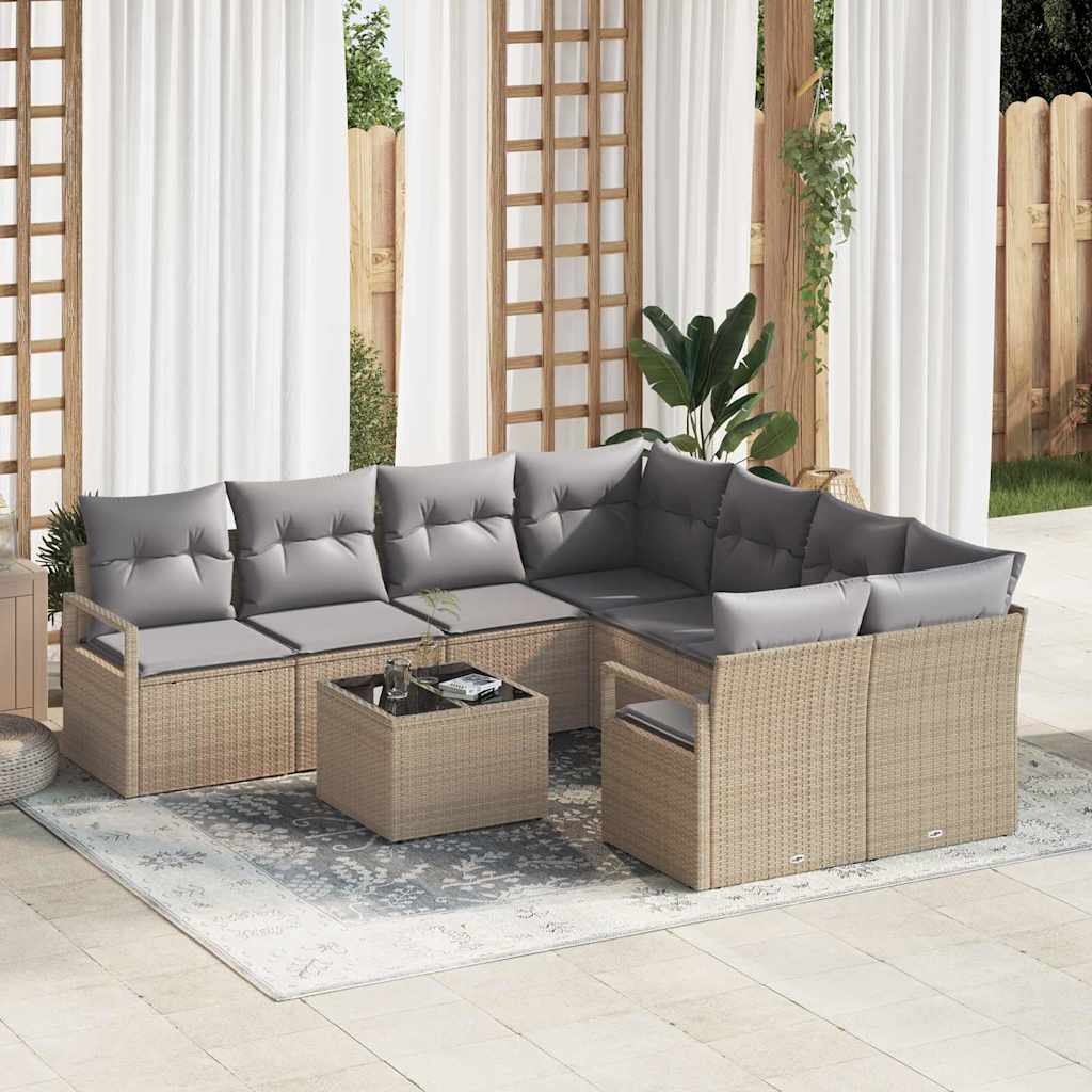 Sofa Sæt Med Pude 9 Dele Polyrattan