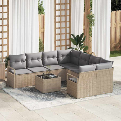Sofa Sæt Med Pude 9 Dele Polyrattan