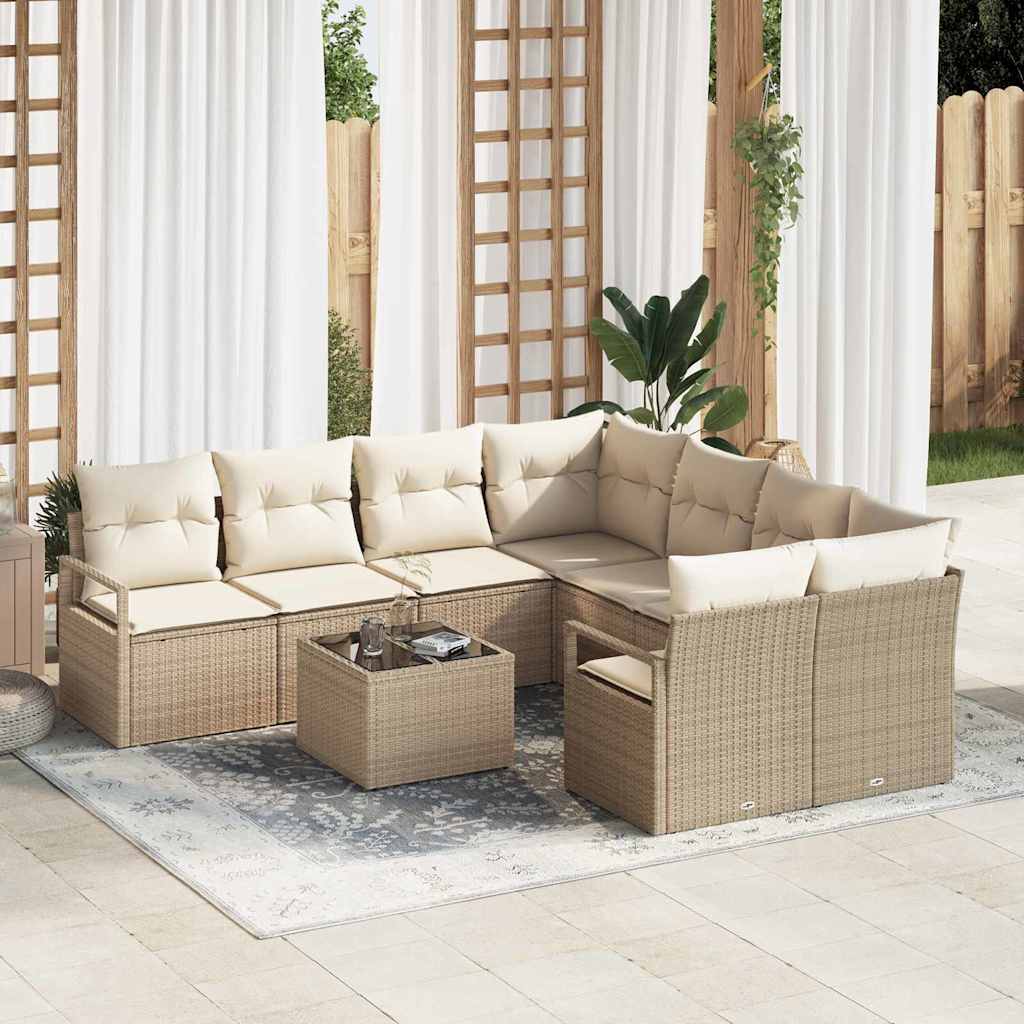 Sofa Sæt Med Pude 9 Dele Polyrattan