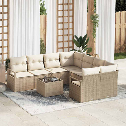 Sofa Sæt Med Pude 9 Dele Polyrattan