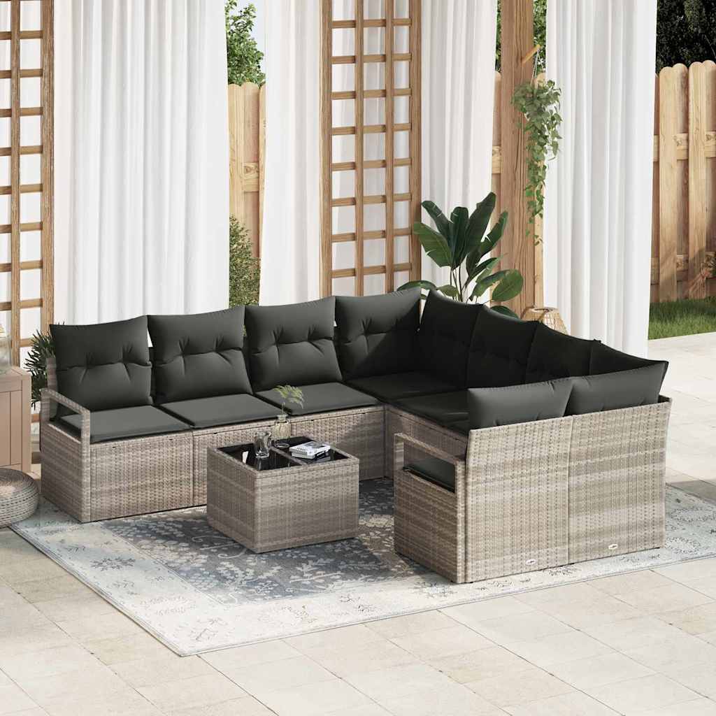 Sofa Sæt Med Pude 9 Dele Polyrattan