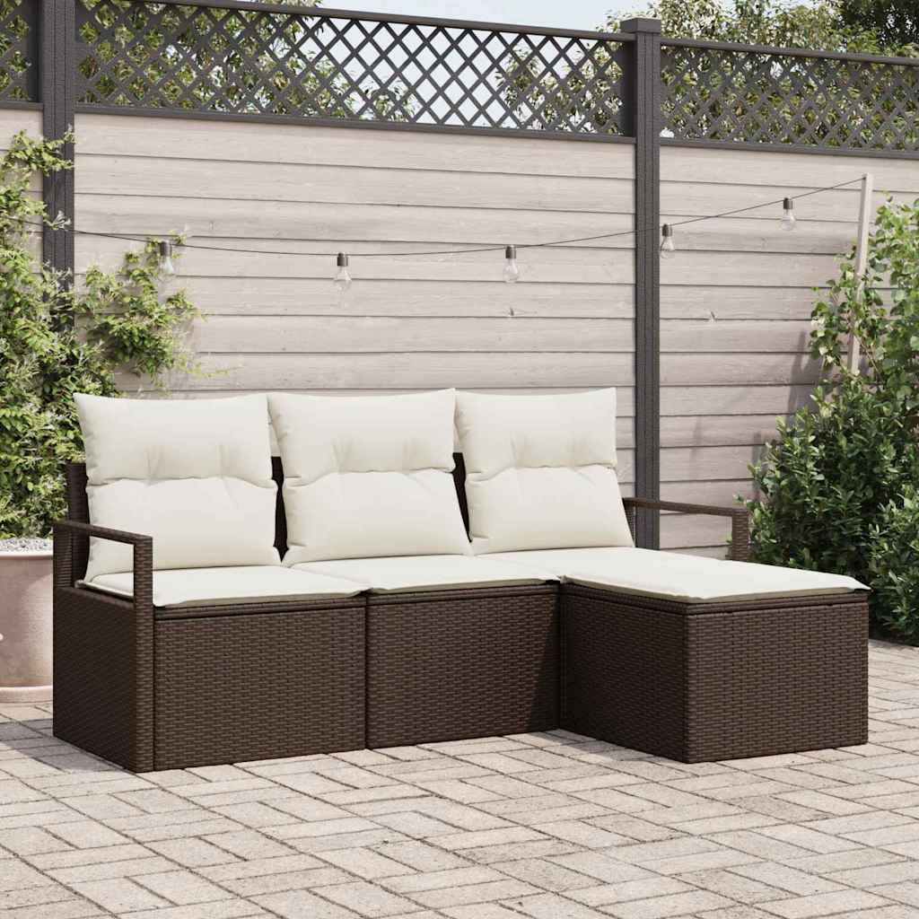 Sofa Sæt Med Pude 4 Dele Polyrattan