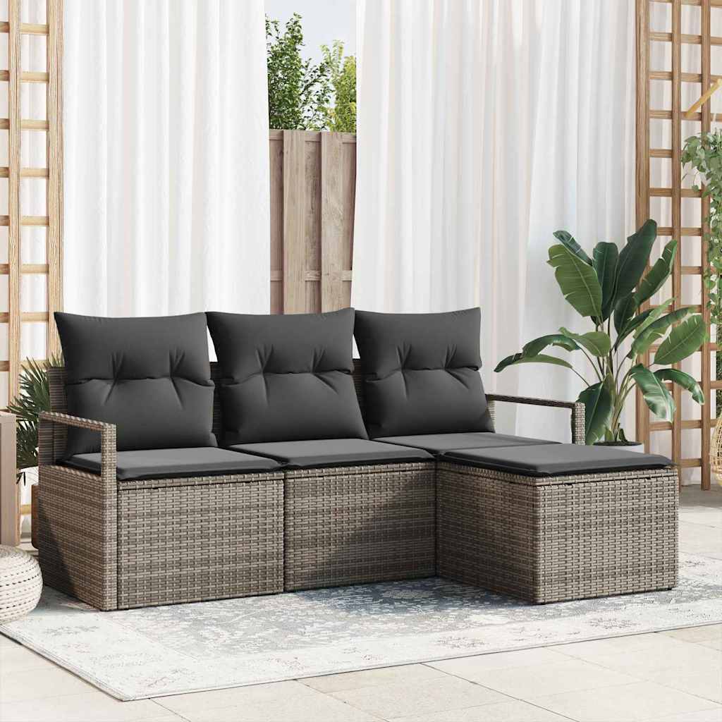 Sofa Sæt Med Pude 4 Dele Polyrattan