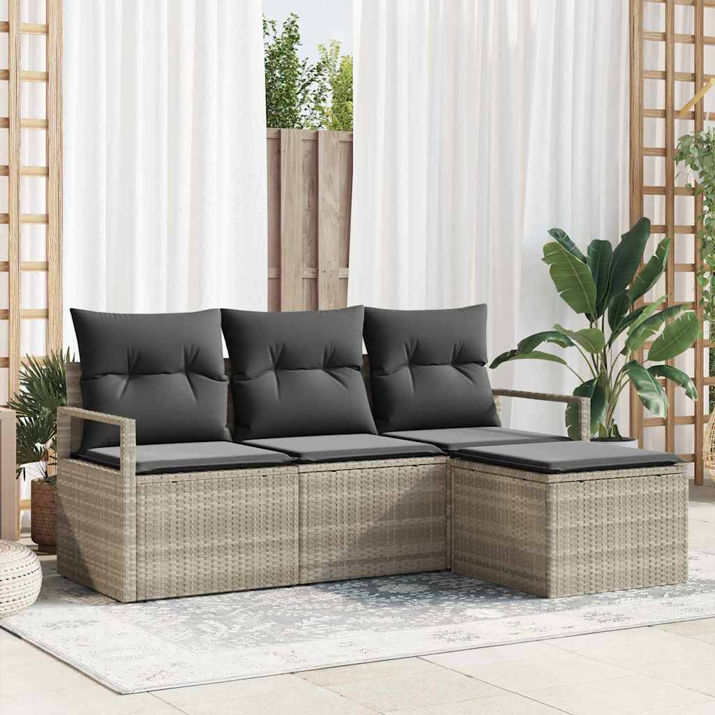 Sofa Sæt Med Pude 4 Dele Polyrattan