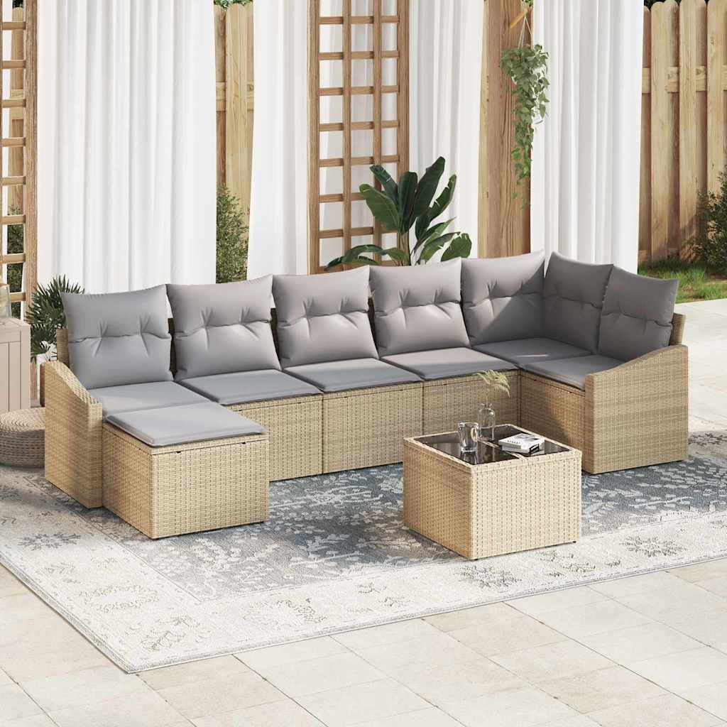 Sofa Sæt Med Pude 8 Dele Polyrattan