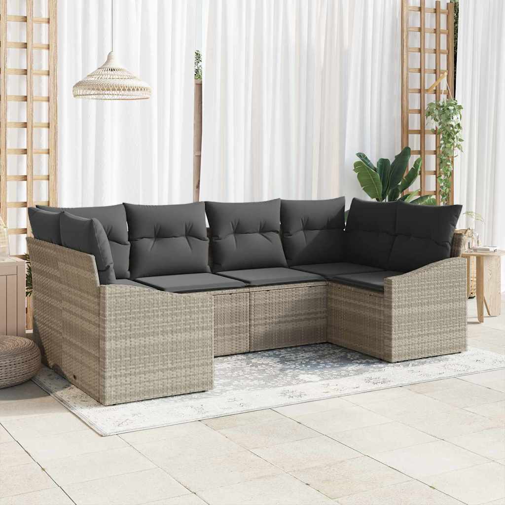 Sofa Sæt Med Pude 6 Dele Polyrattan