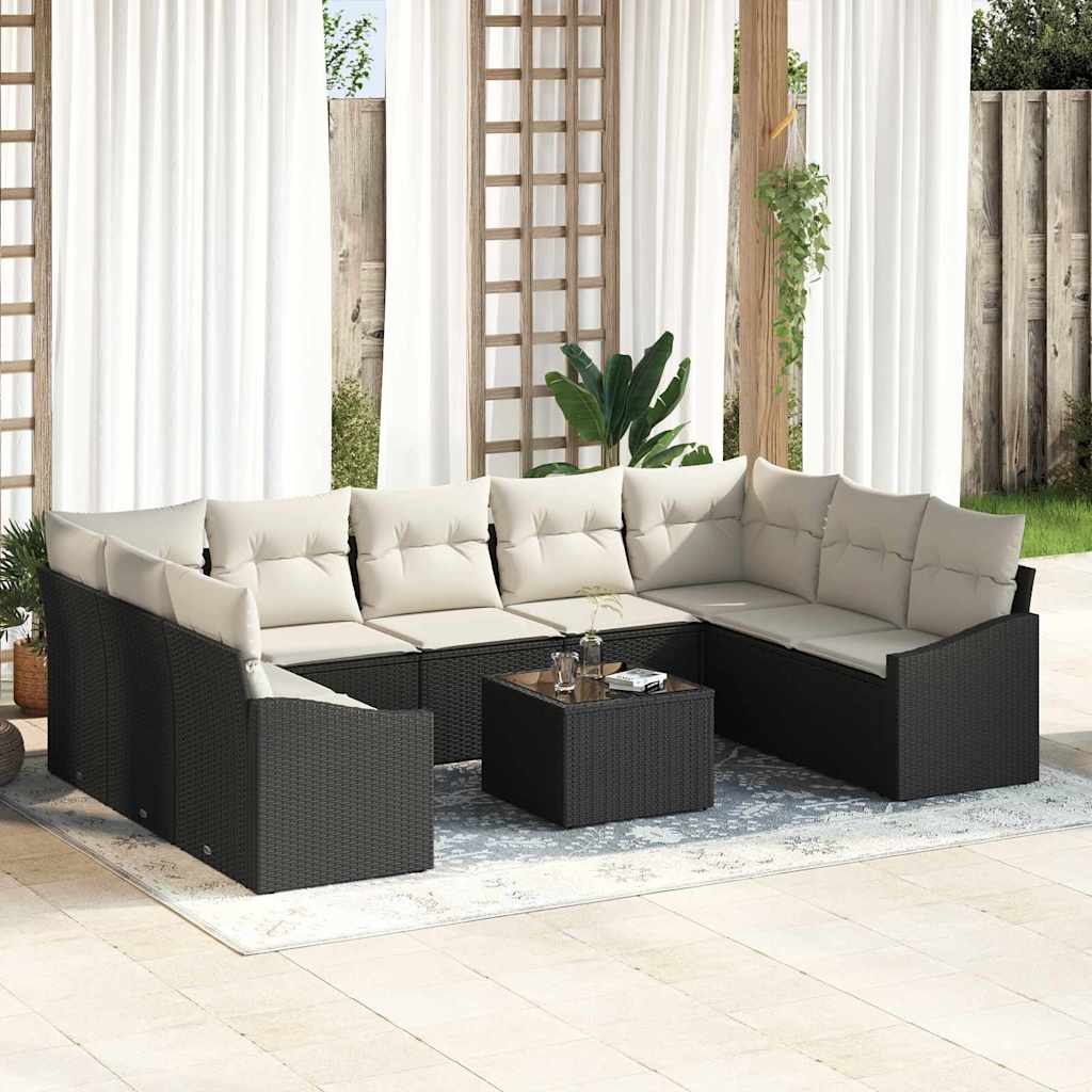 Sofa Sæt Med Pude 10 Dele Polyrattan - Hovedbillede