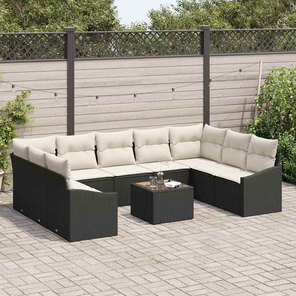 Sofa Sæt Med Pude 10 Dele Polyrattan - Billede 3