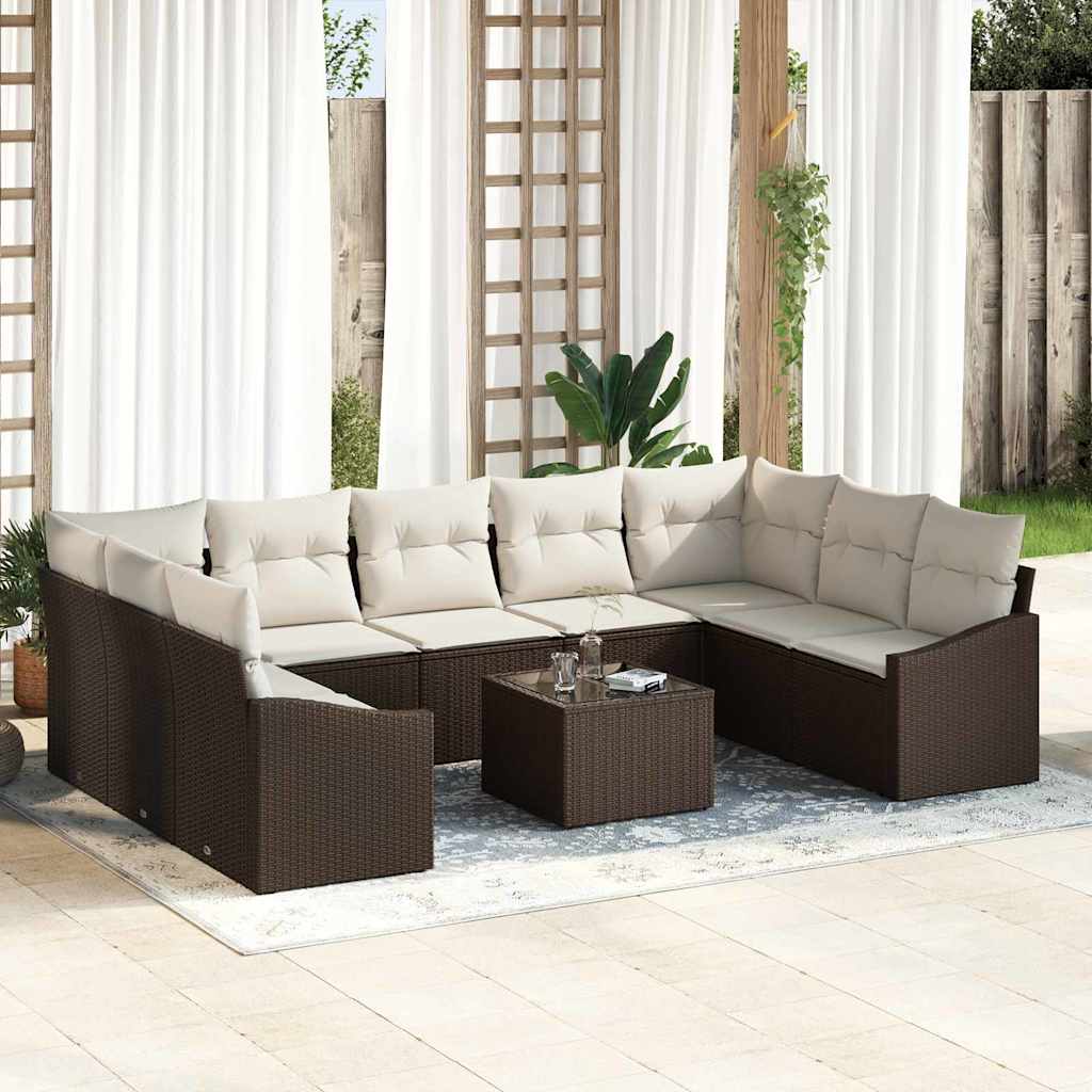 Sofa Sæt Med Pude 10 Dele Polyrattan