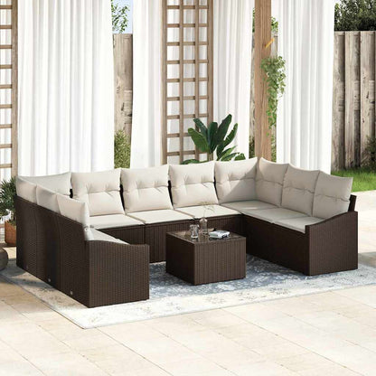 Sofa Sæt Med Pude 10 Dele Polyrattan