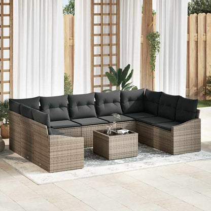 Sofa Sæt Med Pude 10 Dele Polyrattan