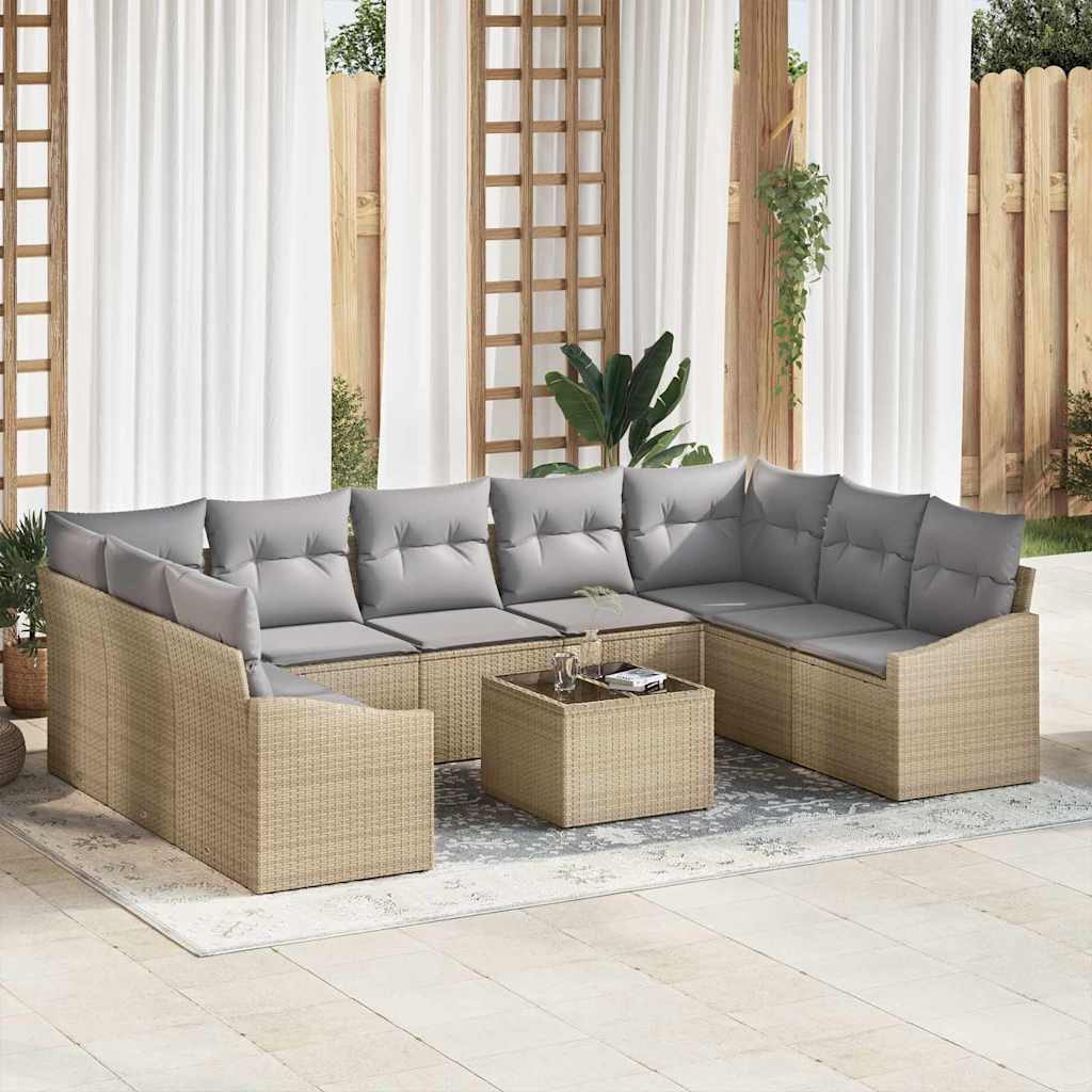Sofa Sæt Med Pude 10 Dele Polyrattan
