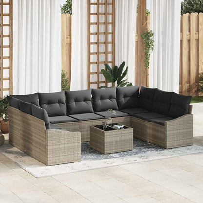 Sofa Sæt Med Pude 10 Dele Polyrattan