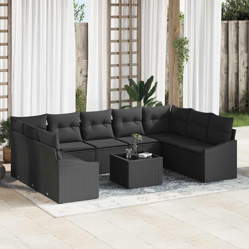Sofa Sæt Med Pude 10 Dele Polyrattan