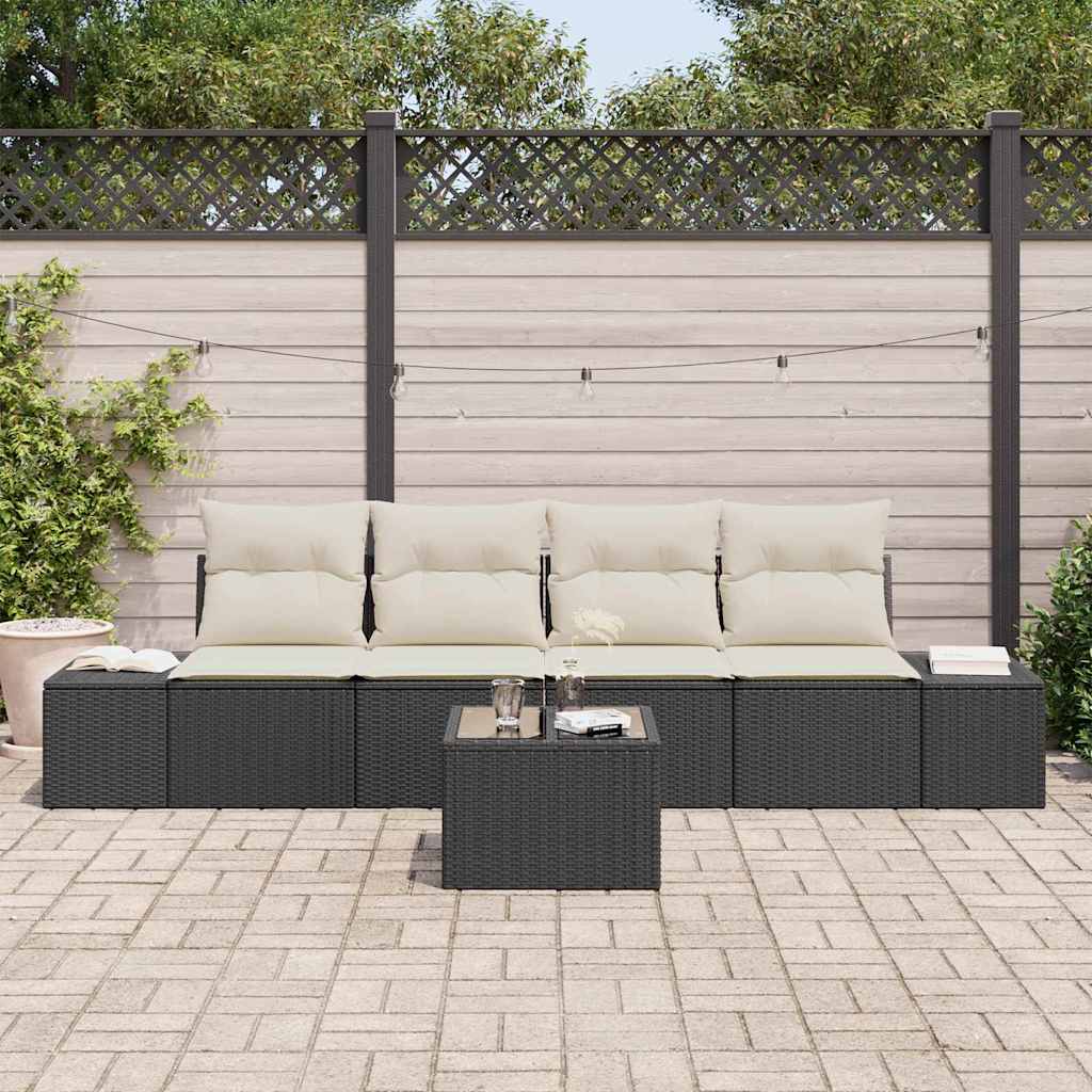 Sofa Sæt Med Pude Med Pude 5 Dele Polyrattan - Billede 3