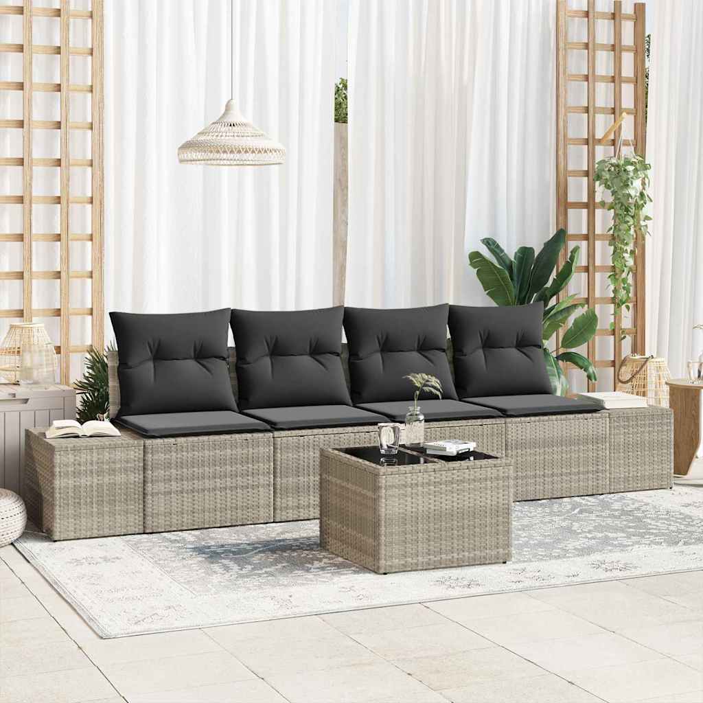 Sofa Sæt Med Pude Med Pude 5 Dele Polyrattan