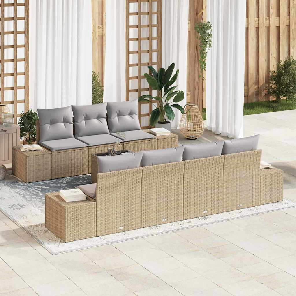 Havesofa Sæt Med Pude 8 Dele Polyrattan