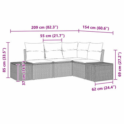 Havesofa Sæt 4 Stk. Polyrattan - Billede 8
