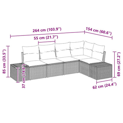 Havesofa Sæt 5 Dele Polyrattan - Billede 8
