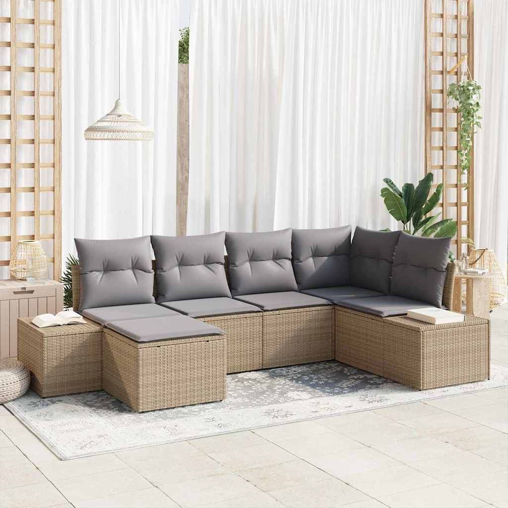 Havesofa Sæt Med Pude 6 Dele Polyrattan - Hovedbillede