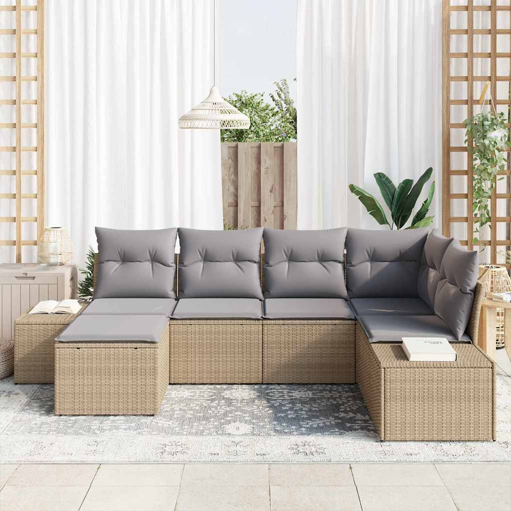 Havesofa Sæt Med Pude 6 Dele Polyrattan - Billede 3