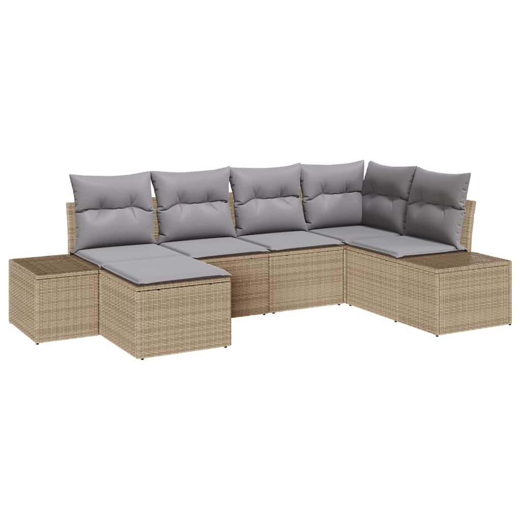 Havesofa Sæt Med Pude 6 Dele Polyrattan - Billede 2