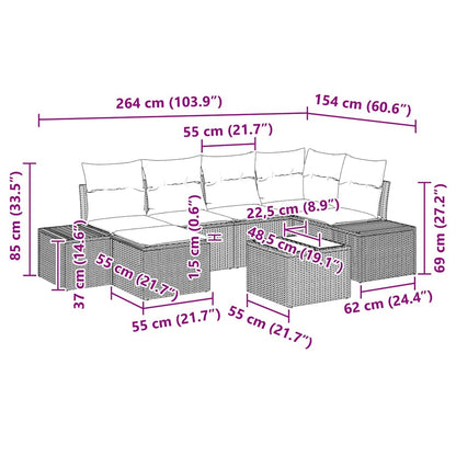 Havesofa Sæt 7 Stk. Sort Og Cream Polyrattan - Billede 10