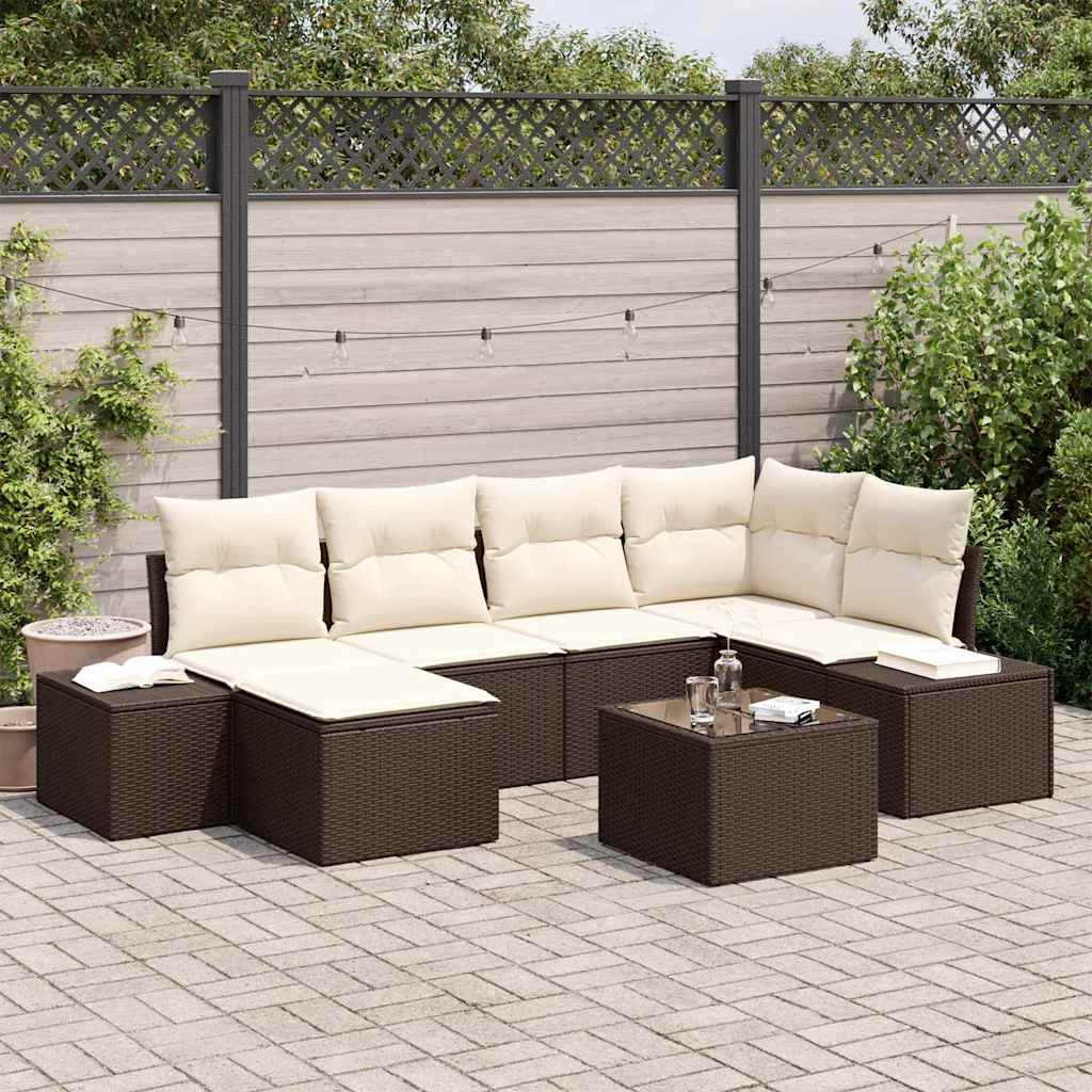 Havesofa Sæt Med Pude 7 Dele Og Polyrattan - Variant 3347138