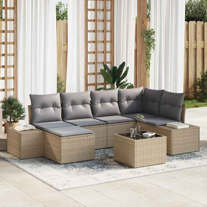 Havesofa Sæt Med Pude 7 Dele Og Polyrattan - Hovedbillede
