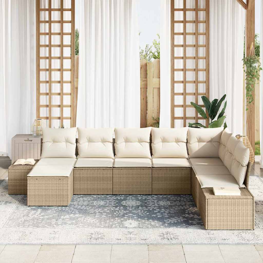 Havesofa Sæt Med Pude 8 Dele Polyrattan - Billede 3