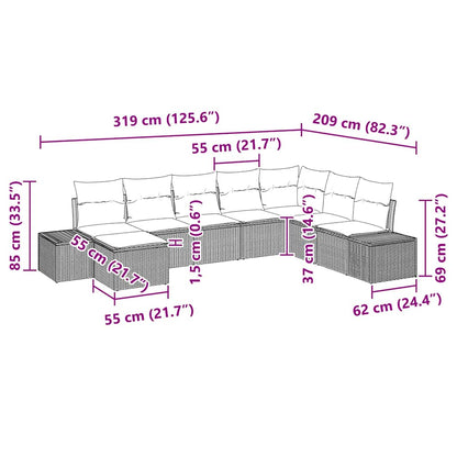 Havesofa Sæt Med Pude 8 Dele Polyrattan - Billede 9