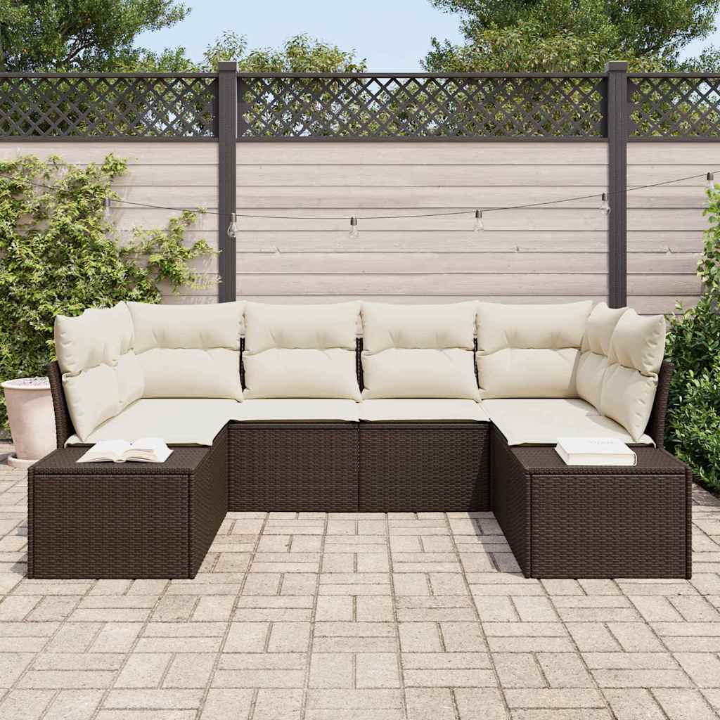 Havesofa Sæt Med Pude 6 Dele Polyrattan - Billede 3