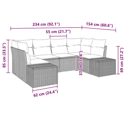 Havesofa Sæt Med Pude 6 Dele Polyrattan - Billede 8