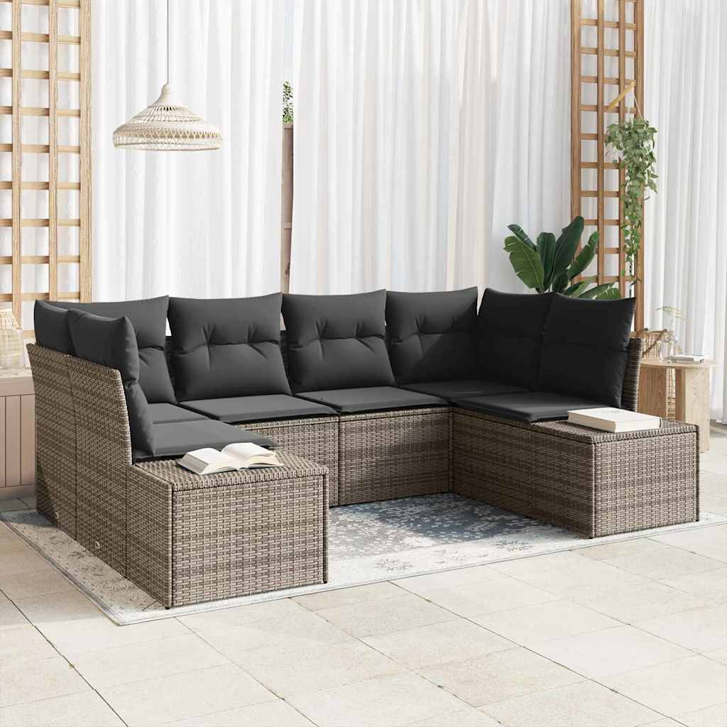 Havesofa Sæt Med Pude 6 Dele Polyrattan - Variant 3347199