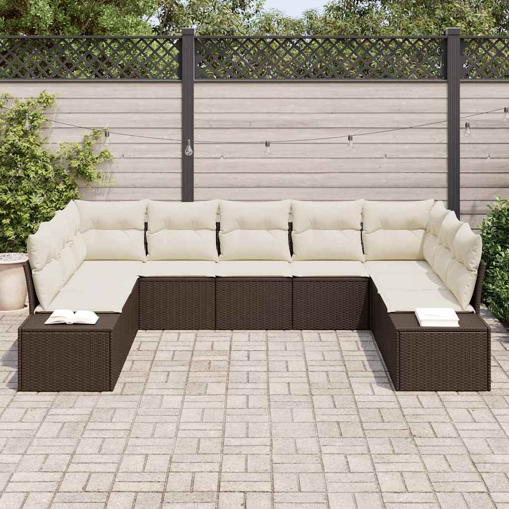 Havesofa Sæt Med Pude 9 Dele Polyrattan - Billede 3