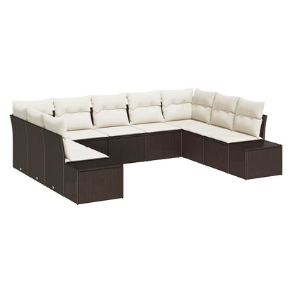 Havesofa Sæt Med Pude 9 Dele Polyrattan - Billede 2