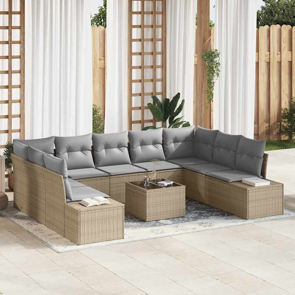 Havesofa Sæt Med Pude 10 Dele Polyrattan - Hovedbillede
