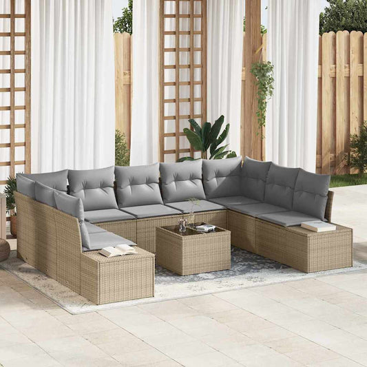 Havesofa Sæt Med Pude 10 Dele Polyrattan - Hovedbillede