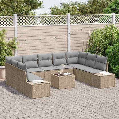 Havesofa Sæt Med Pude 10 Dele Polyrattan - Billede 3