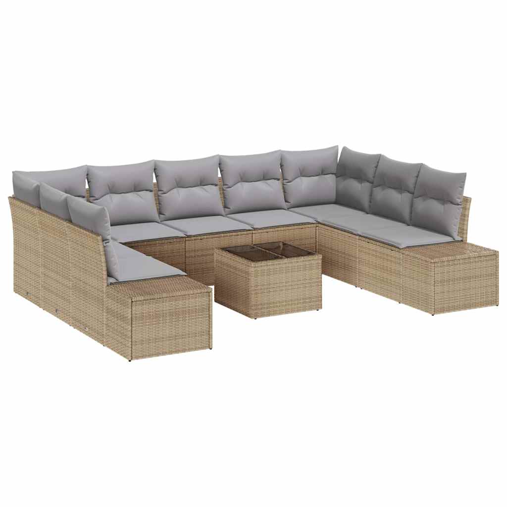 Havesofa Sæt Med Pude 10 Dele Polyrattan - Billede 2