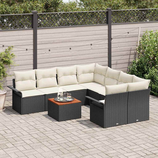 Havesofa Sæt Med Pude 9 Dele Polyrattan - Hovedbillede