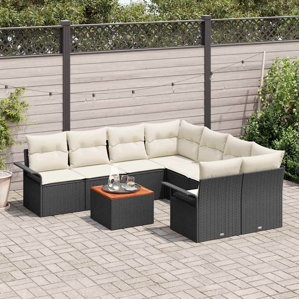 Havesofa Sæt Med Pude 9 Dele Polyrattan - Billede 3